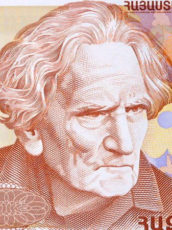 Martiros Saryan portrait from Armenian moneyのeditorial素材