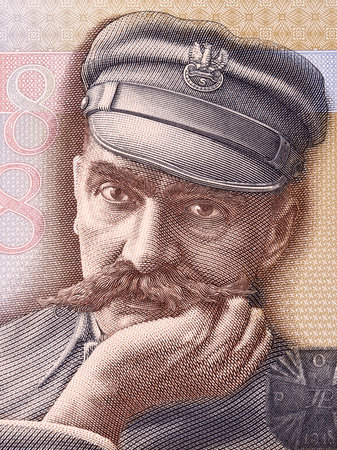 Jozef Pilsudski, a portrait from Polish moneyのeditorial素材
