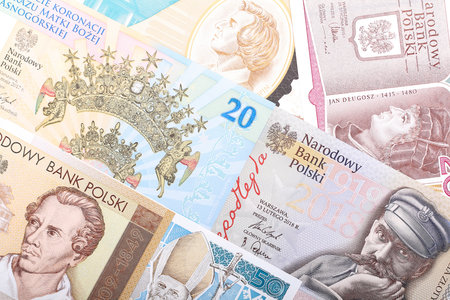 Polish Zloty, a business background with banknotesの写真素材