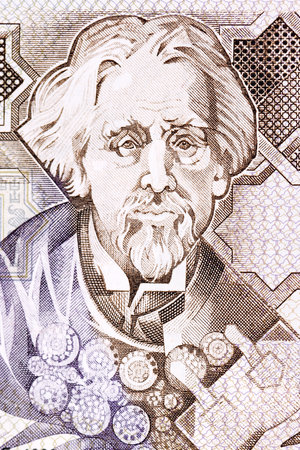 Teofilo Braga, a portrait from Portuguese moneyのeditorial素材