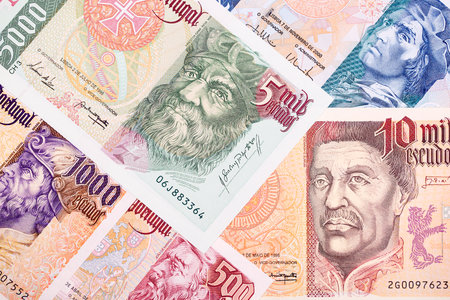 Portuguese money, a business background with Escudosの写真素材