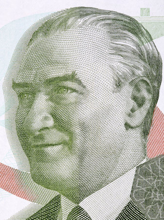 Mustafa Kemal Ataturk portrait from Turkish moneyのeditorial素材