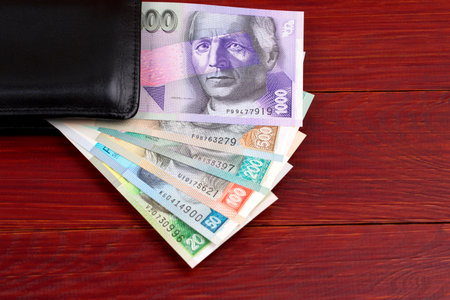 Slovak Koruna in the black walletの写真素材