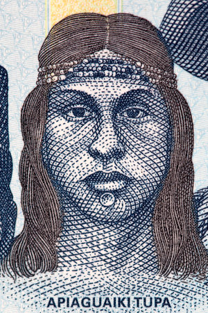Apiaguaiki Tupa portrait from Bolivian moneyの写真素材