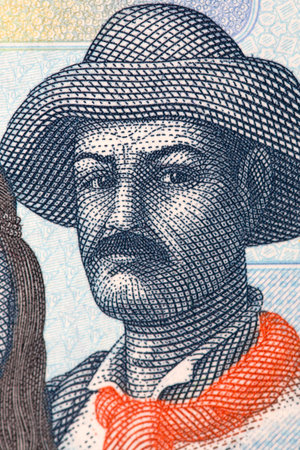 Eustaquio Mendez portrait from Bolivian moneyの写真素材