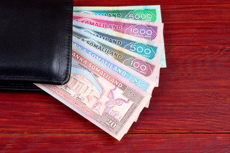 Money from Somaliland in the black walletの写真素材