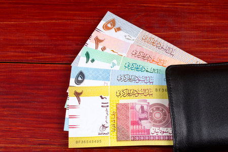 Money from Sudan in the black walletの写真素材