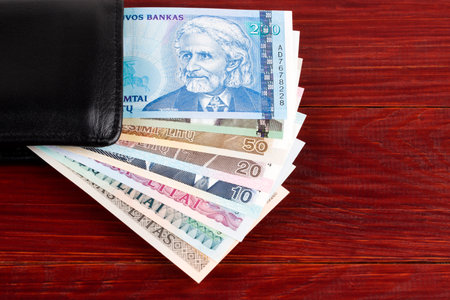 Lithuanian Litas in the black walletの写真素材