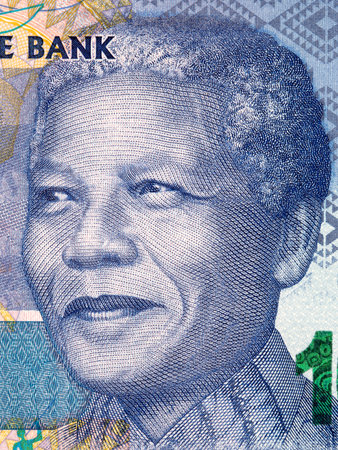 Nelson Mandela portrait from South African moneyのeditorial素材