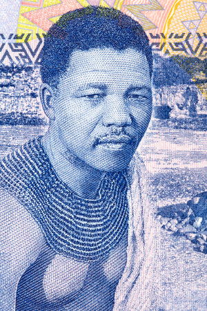 Nelson Mandela portrait from South African moneyのeditorial素材