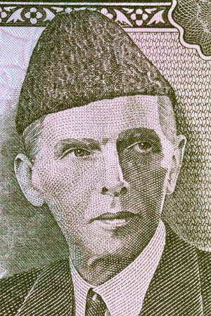 Muhammad Ali Jinnah portrait from Pakistani moneyの写真素材