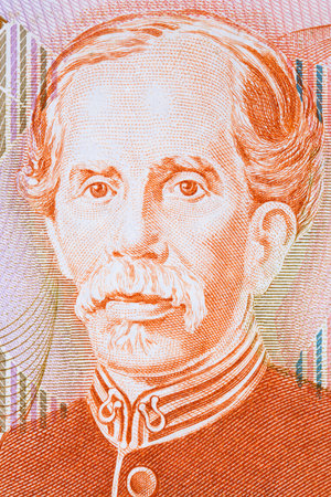 Manuel Maria Gutierrez Flores portrait from Costa Rican moneyの写真素材