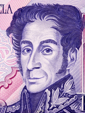 Simon Bolivar portrait from old Venezuelan moneyの写真素材