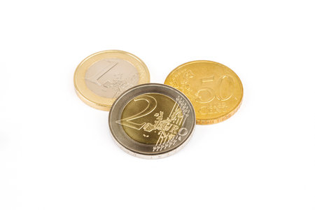 European coins on a white background