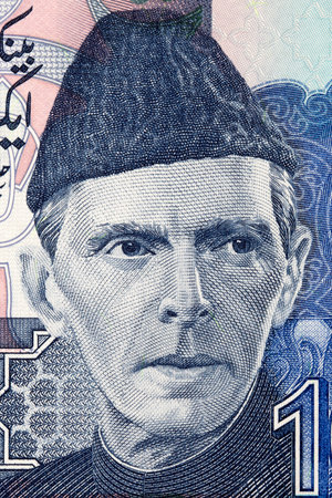 Muhammad Ali Jinnah portrait from Pakistani moneyの写真素材