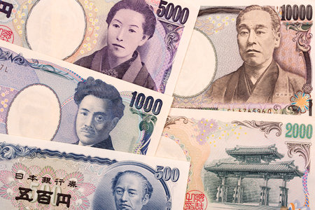Japanese money a business backgroundの写真素材