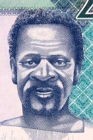 Gambian man a portrait from Gambian moneyの写真素材