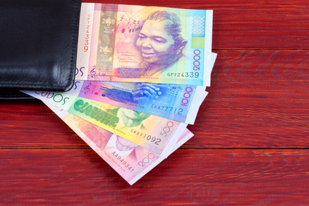 Cape Verdean money in the black walletの写真素材