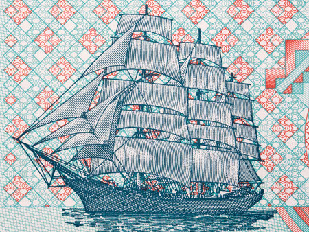 Image of the Dar Pomorza ship from Polish moneyの写真素材