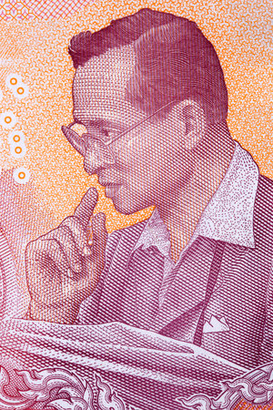 Bhumibol Adulyadej - Rama IX, a portrait from Thai moneyの写真素材