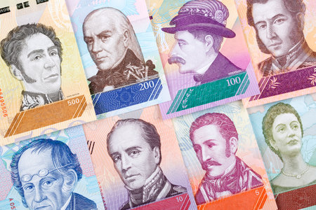 Venezuelan money from the new series, a business backgroundのeditorial素材