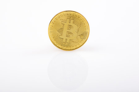 Golden Bitcoinの写真素材
