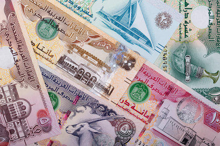 United Arab Emirates Dirham, a business backgroundの写真素材