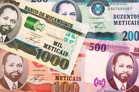 Mozambican money a business backgroundの写真素材