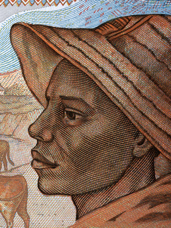 Shepherd a portrait from old Central African moneyの写真素材