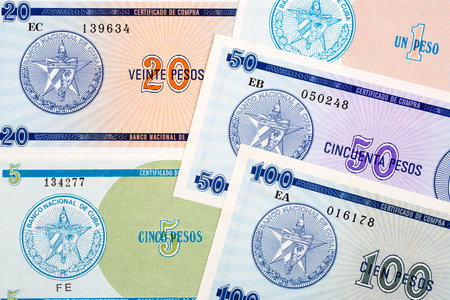 Foreign exchange certificate from Cuba a business backgroundの写真素材