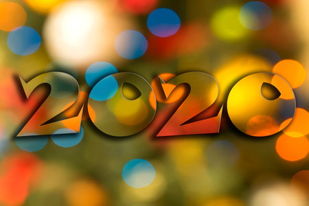 New Year 2020 word on a Christmas backgroundの写真素材