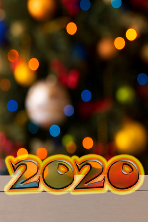 New Year 2020 word on a Christmas backgroundの写真素材