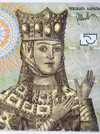 Tamar of Georgia a portrait from Georgian moneyのeditorial素材