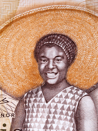 Market woman a portrait from old Ghanaian moneyのeditorial素材