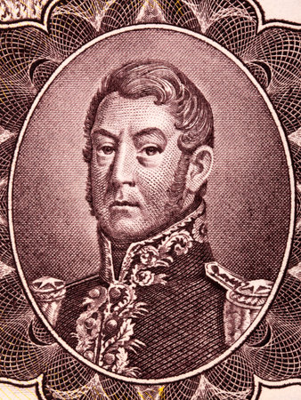 Jose de San Martin a portrait from old Argentine moneyのeditorial素材