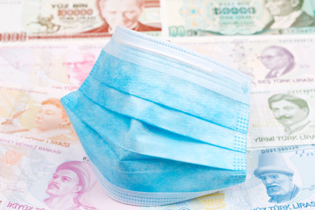 Protective mask on a Turkish money