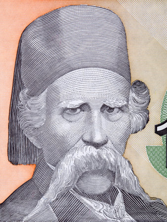 Vuk Stefanovic Karadzic a portrait from old Yugoslavian moneyのeditorial素材