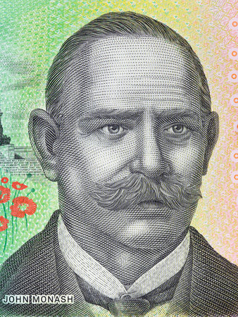 John Monash a portrait from Australian moneyのeditorial素材