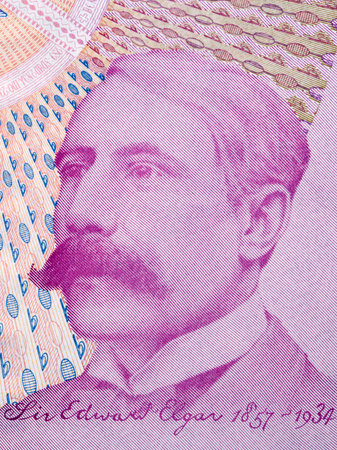 Edward Elgar a portrait from old English money - Poundsのeditorial素材