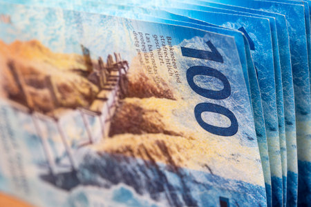 Swiss money - 100 Francs - a business backgroundの写真素材