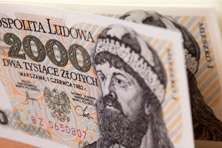 Old Polish money - 2000 Zloty a business backgroundの写真素材