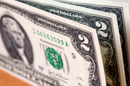 American money - 2 dollars a business backgroundの写真素材