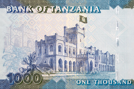 State House (Ikulu) building with flag in Dar es Salaam from Tanzanian money - Shillingsの写真素材