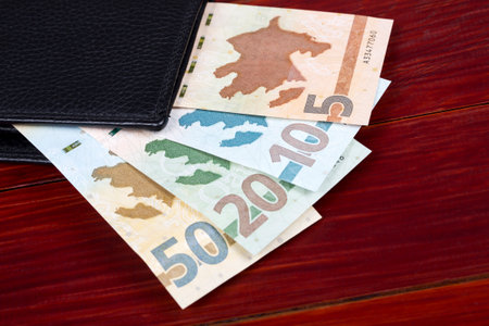 Azerbaijani money- Manat in the black wallet a new series of banknotes.