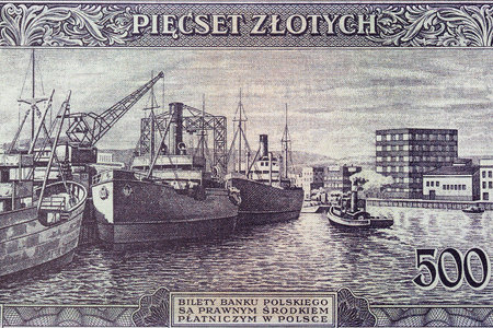 Harbor from old Polish money - 500 Zloty