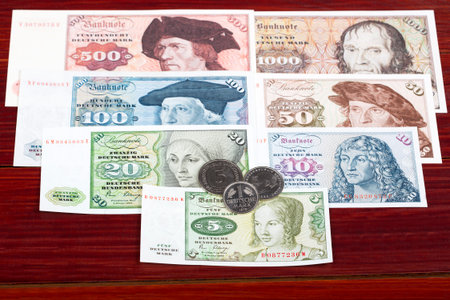 West Germany money - Marks - coins and banknotesの写真素材