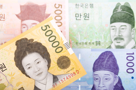 South Korean money - won a business backgroundの写真素材