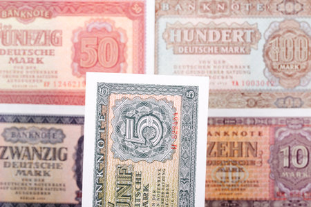 Old Eastern Germany money - Mark a business backgroundの写真素材