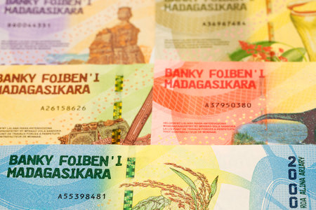 Malagasy money - ariary a business backgroundの写真素材