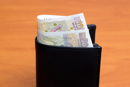 Bulgarian money - lev in the black wallet